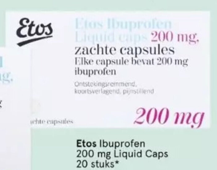 Etos Ibuprofen Liquid Caps 200 mg aanbieding bij Etos