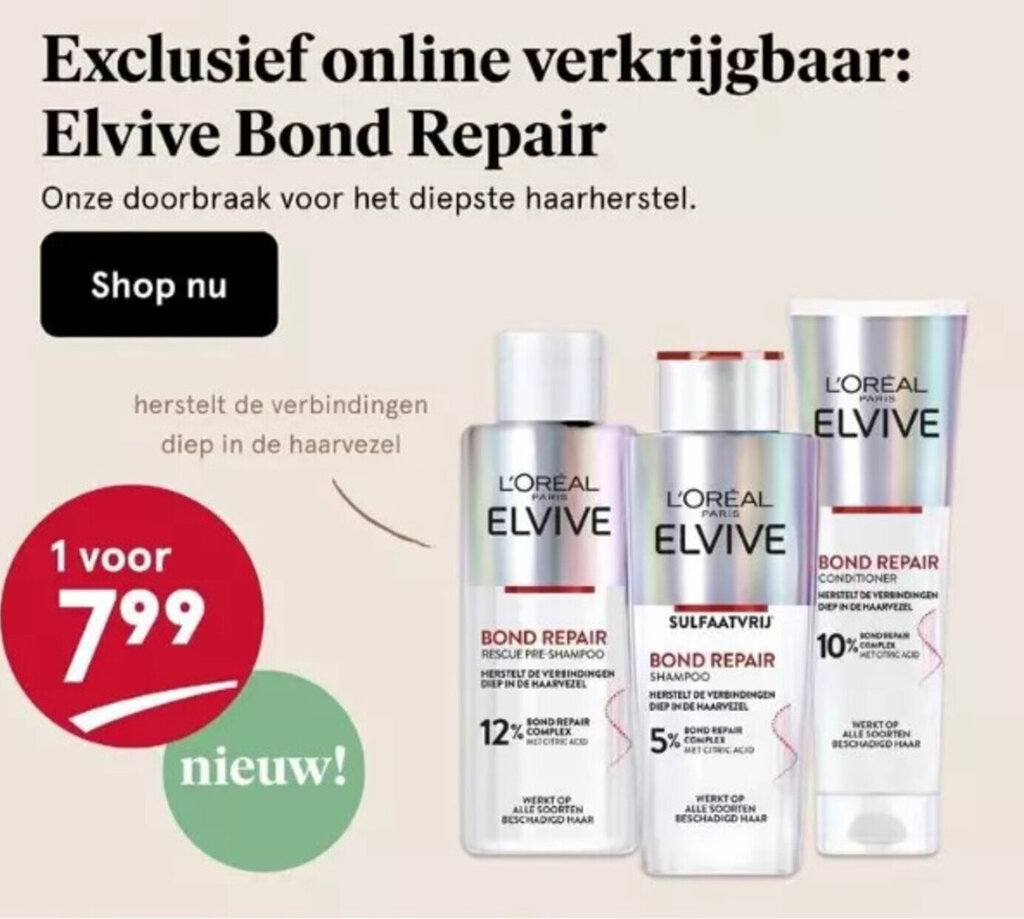 Elvive bond repair aanbieding bij Etos