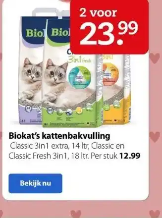 Boerenbond Biokat's kattenbakvulling classic aanbieding