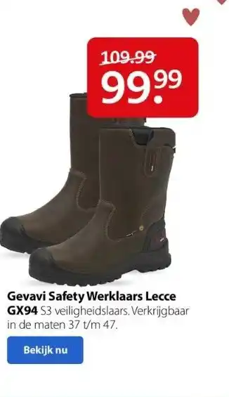 Boerenbond Gevavi safety werklaars lecce gx94 s3 veiligheidslaars. aanbieding