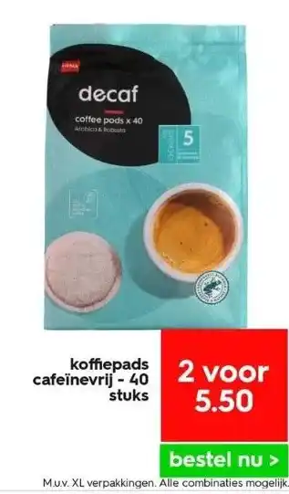 HEMA Koffiepads cafeïnevrij - 40 stuks aanbieding