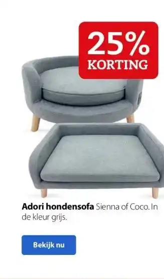 Pets Place Adori hondensofa sienna of coco. in de kleur grijs. aanbieding