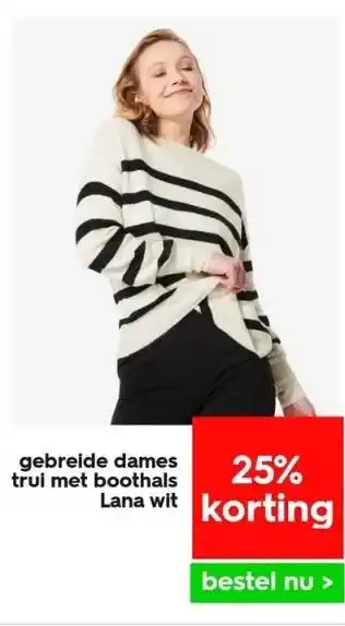 HEMA Gebreide dames trui met boothals lana wit aanbieding