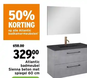 GAMMA Atlantic badmeubel sienna beton met spiegel 60 cm aanbieding