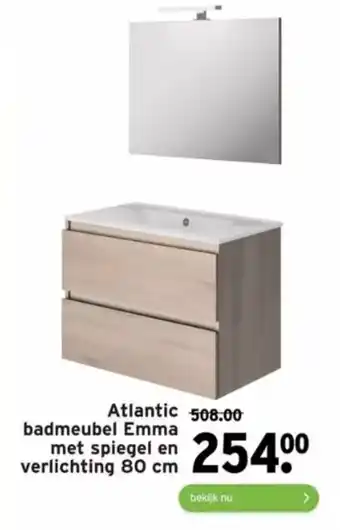 GAMMA Atlantic badmeubel emma met spiegel en verlichting 80cm aanbieding