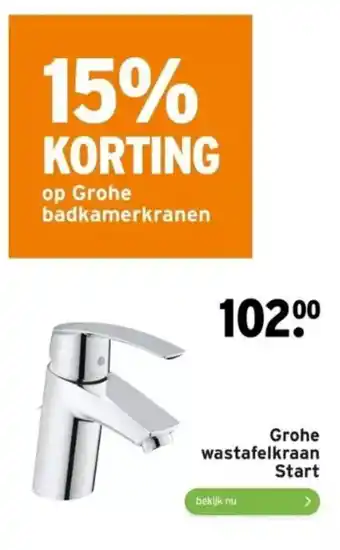 GAMMA Grohe wastafelkraan start aanbieding