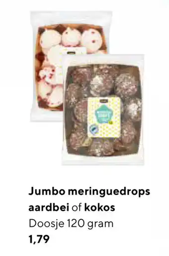 Jumbo Jumbo Meringuedrops aardbei of kokos 120g aanbieding