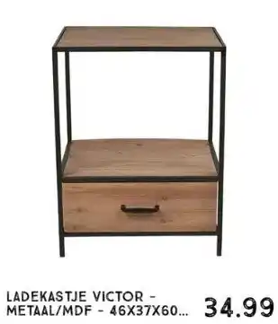 Xenos Ladekastje victor - metaal/mdf - 46x37x60 cm aanbieding