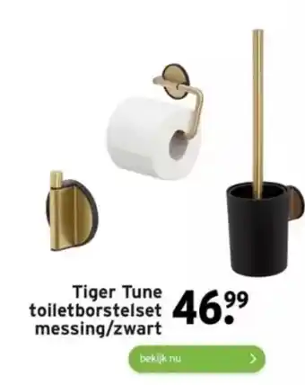 GAMMA Tiger tune toiletborstelset messing/zwart aanbieding