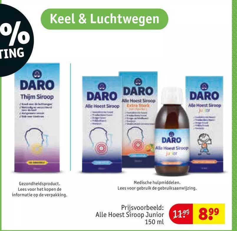 Daro alle hoest siroop junior 150 ml aanbieding bij Kruidvat