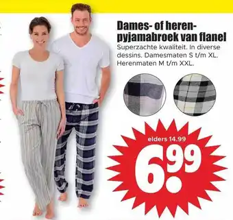 Dirk Dames- of heren pyjamabroek van flanel aanbieding