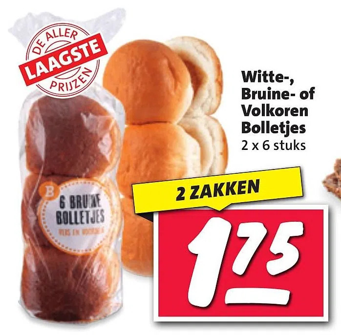 Witte, bruine of volkoren bolletjes aanbieding bij Nettorama