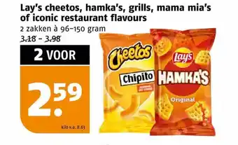 Poiesz Lay's cheetos, hamka's, grills, mama mia's of iconic restaurant flavours aanbieding