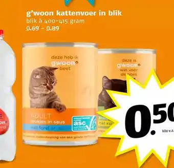 Poiesz G'woon kattenvoer in blik aanbieding
