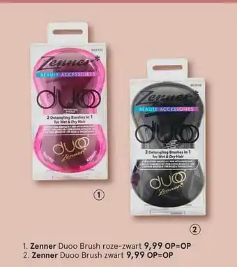 Etos Zenner duoo brush roze-zwart of zenner duoo brush zwart aanbieding