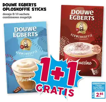 Boon`s Markt Douwe egberts oploskoffie sticks aanbieding