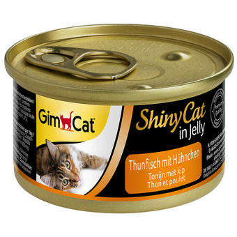 Zooplus 6x70g shinycat in gelei tonijn & kip gimcat kattenvoer aanbieding