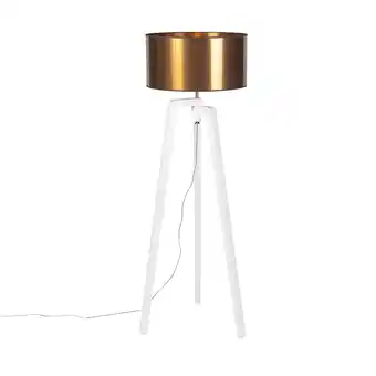 Lampenlicht.nl Design vloerlamp wit met kap koper 50 cm - puros aanbieding