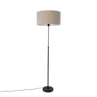 Lampenlicht.nl Vloerlamp zwart verstelbaar met boucle kap taupe 50 cm - parte aanbieding