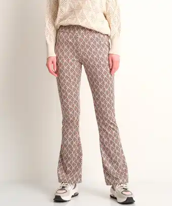 terStal Dames flared broek retroprint beige beige in maat aanbieding