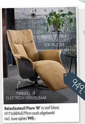 Pronto wonen Relaxfauteuil piuro 'm' aanbieding