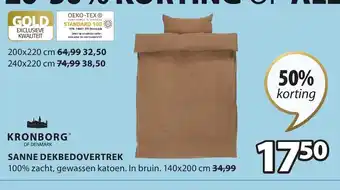 Jysk Kronborg Sanne dekbedovertrek 100% zacht 140 x 200cm aanbieding