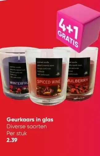 Big Bazar Geurkaars in glas diverse soorten aanbieding