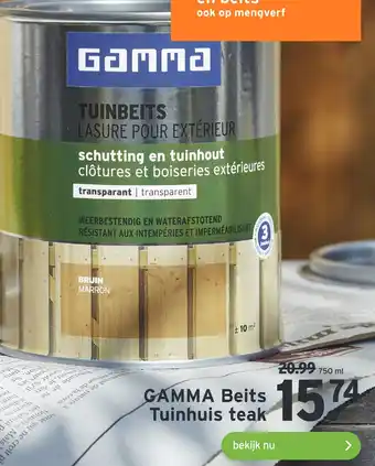 GAMMA GAMMA beits tuinhuis teak 750 ml aanbieding