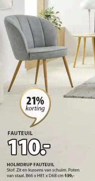 Jysk Holmdrup fauteuil aanbieding