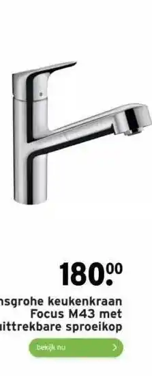 GAMMA Hansgrohe keukenkraan focus m43 met uittrekbare sproeikop aanbieding