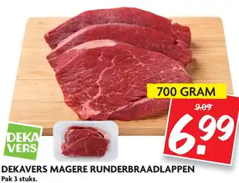 Dekamarkt Dekavers magere runderbraadlappen 700 gram aanbieding