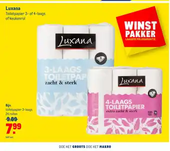 Makro Luxana toiletpapier 3-laags 24 rollen aanbieding