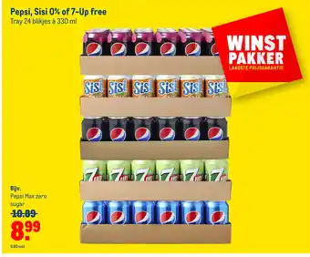 Makro Pepsi, Sisi 0% of 7-Up free 24 blikjes a 330 ml aanbieding