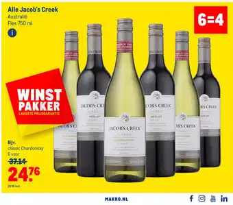 Makro Alle Jacob's Creek 750 ml aanbieding