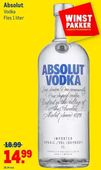 Makro Absolut vodka aanbieding