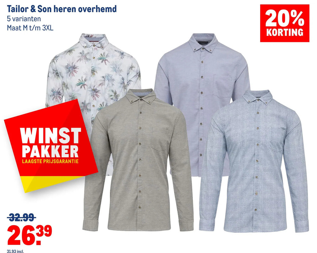 Makro Tailor & son heren overhemd aanbieding