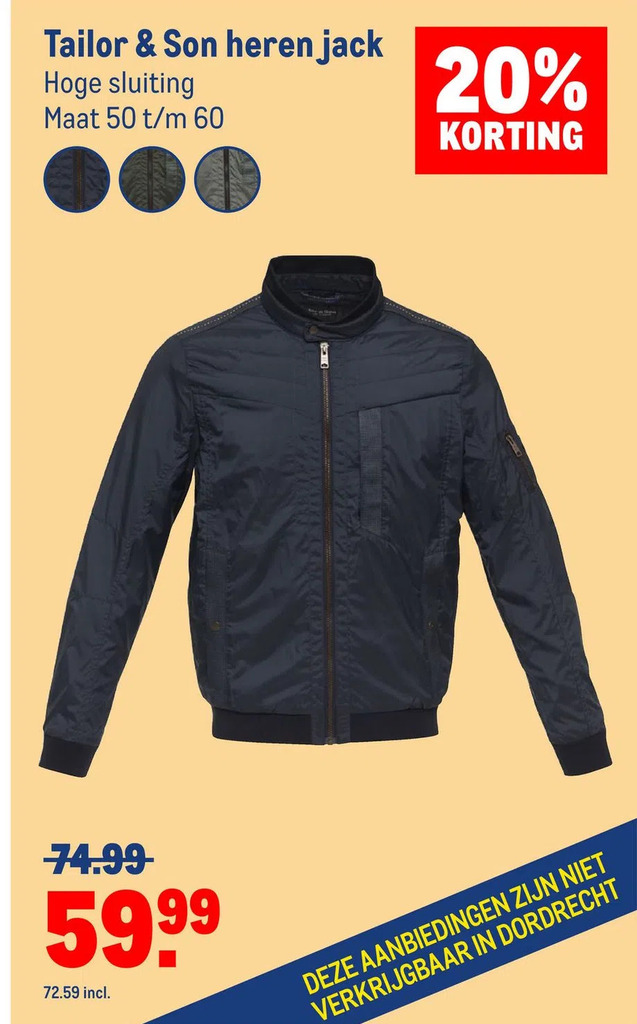 Tailor & son heren jack aanbieding bij Makro