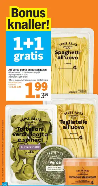 Albert Heijn AH Verse pasta en pastasauzen aanbieding