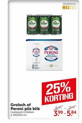 CoopCompact Grolsch of peroni pils blik aanbieding