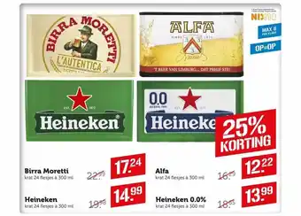 CoopCompact Birra moretti, heineken, alfa of heineken 0.0% aanbieding