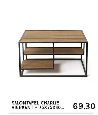 Xenos Salontafel charlie - vierkant - 75x75x40... aanbieding