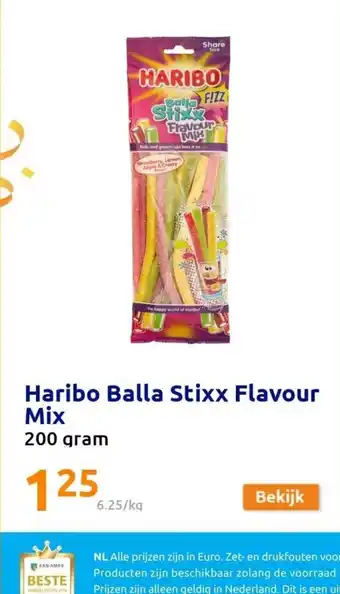 Action Haribo balla stixx flavour mix 200 gram aanbieding