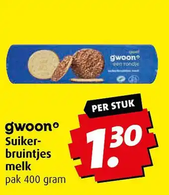 Boni Gwoon suiker- bruintjes melk aanbieding