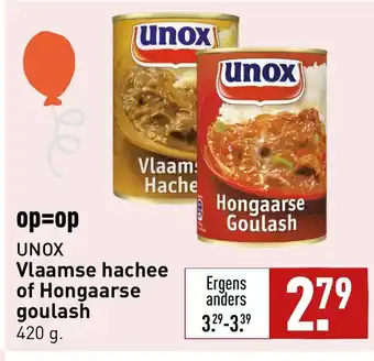 ALDI Unox Vlaamse hachee of Hongaarse goulash 420 gram aanbieding