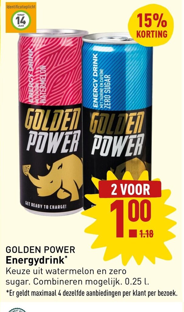 Golden Power Energydrink aanbieding bij ALDI