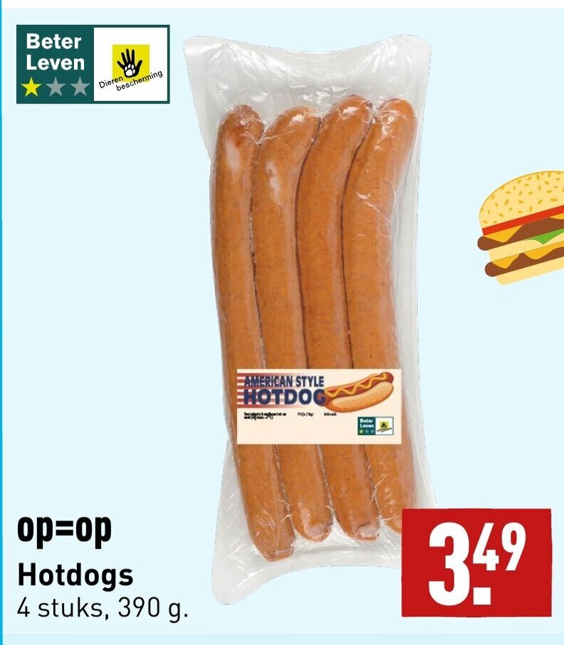 Hotdogs 4 stuks, 390 gram aanbieding bij ALDI
