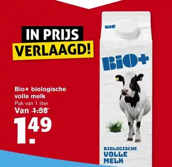 Hoogvliet Bio+ biologische volle melk 1 liter aanbieding