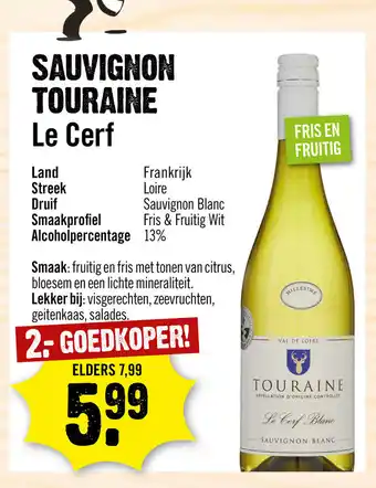 Dirck 3 Sauvignon Touraine Le Cerf aanbieding