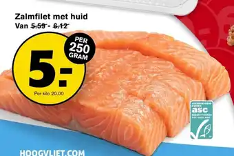 Hoogvliet Zalmfilet met huid 250 gram aanbieding