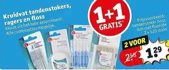 Kruidvat Kruidvat Tandenstokers, Ragers En Floss: 1+1 Gratis aanbieding